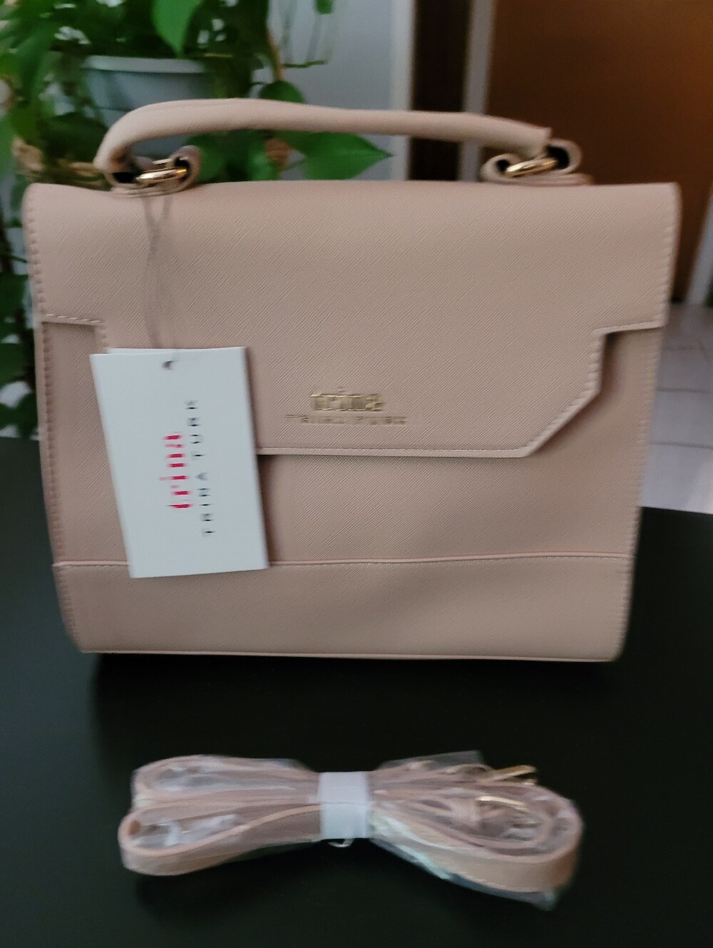 Trina Turk Vegan Leathee Top-Handle Women’s Bag in Blush Pink
